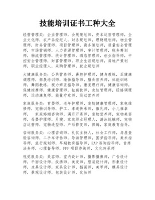 培训专业(工种)简介(根据意愿任选其一)